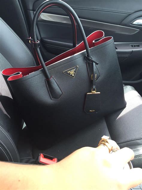 prada bag black and red